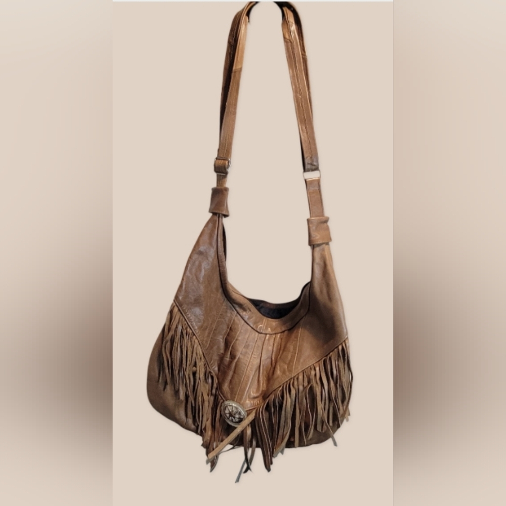 Fringe Leather Silver Detail Large Purse Boho Western Bag - Picture 2 of 16